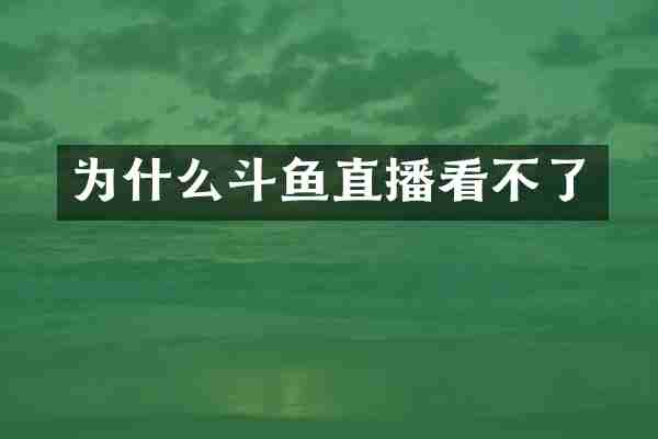 为什么斗鱼直播看不了