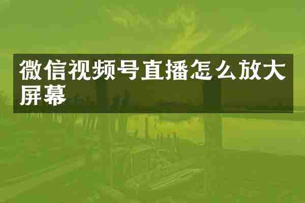 微信视频号直播怎么放大屏幕