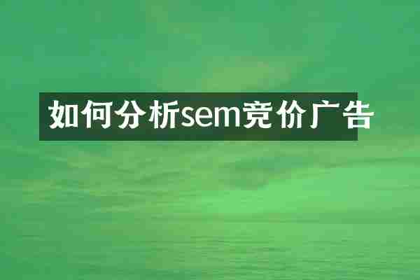 如何分析sem竞价广告