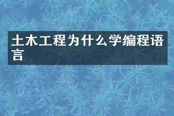 土木工程为什么学编程语言