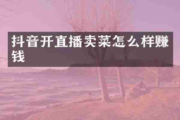 抖音开直播卖菜怎么样赚钱