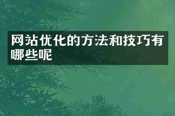 网站优化的方法和技巧有哪些呢