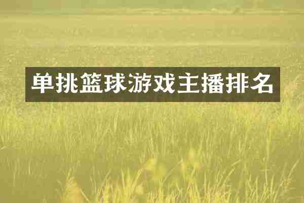 单挑篮球游戏主播排名