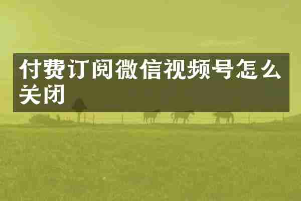 付费订阅微信视频号怎么关闭