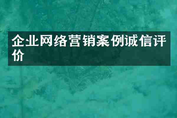 企业网络营销案例诚信评价