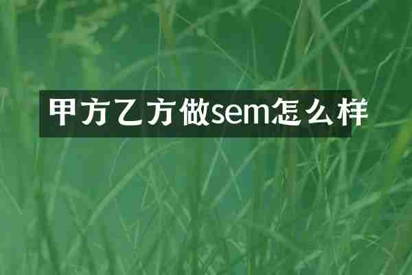 甲方乙方做sem怎么样