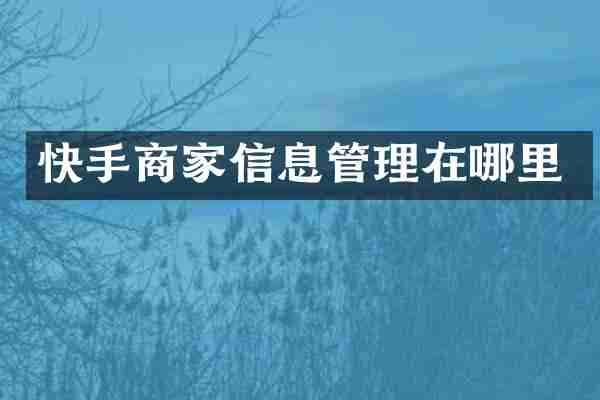 快手商家信息管理在哪里