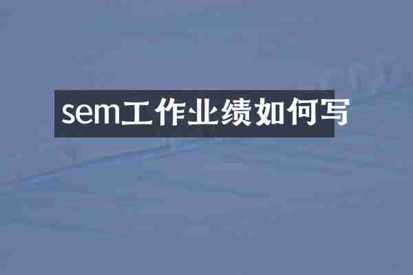 sem工作业绩如何写