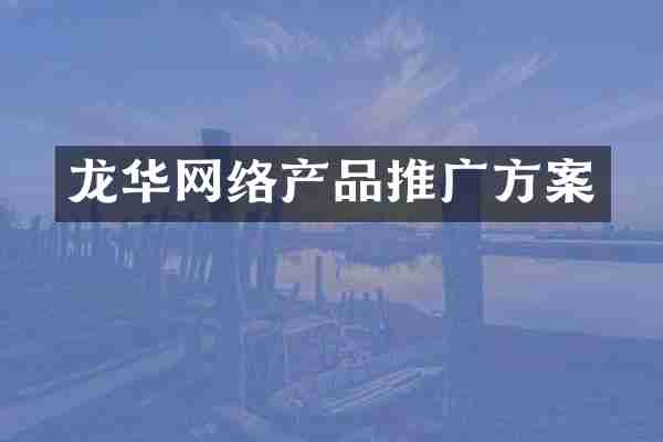 龙华网络产品推广方案