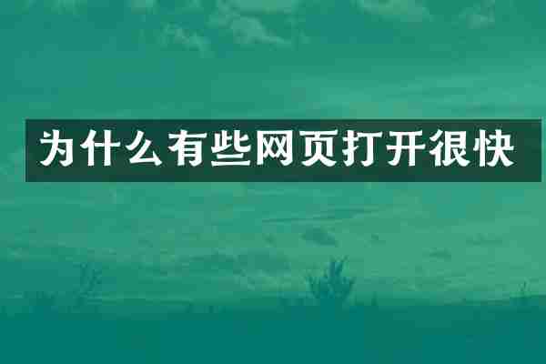 为什么有些网页打开很快