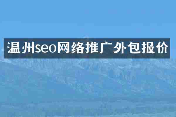 温州seo网络推广外包报价