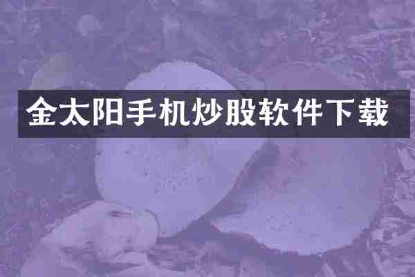 金太阳手机炒股软件下载