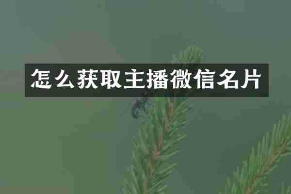 怎么获取主播微信名片