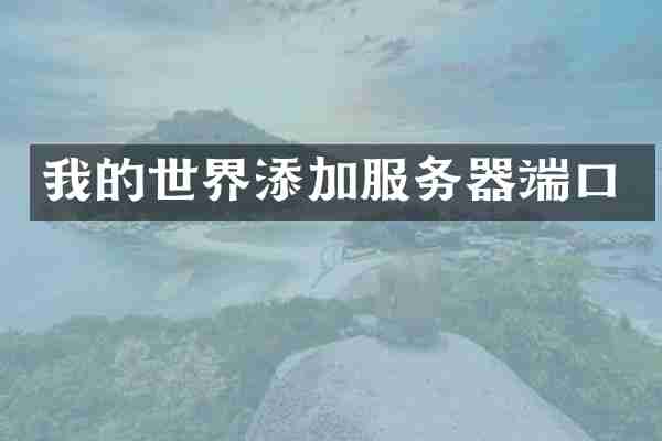 我的世界添加服务器端口