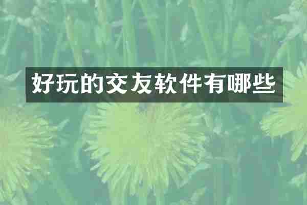 好玩的交友软件有哪些