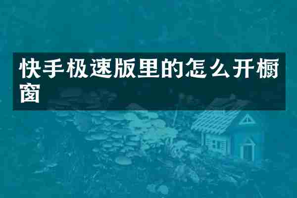 快手极速版里的怎么开橱窗