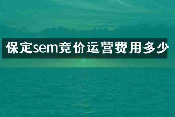 保定sem竞价运营费用多少