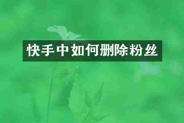 快手中如何删除粉丝