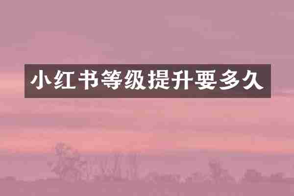 小红书等级提升要多久