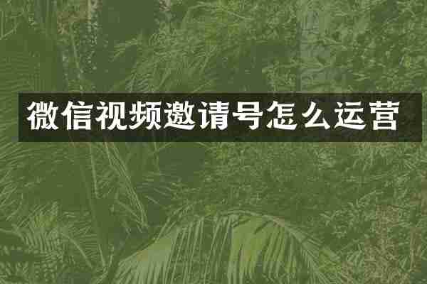 微信视频邀请号怎么运营