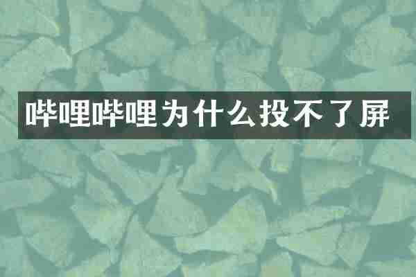 哔哩哔哩为什么投不了屏