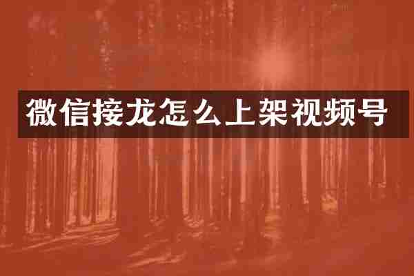 微信接龙怎么上架视频号