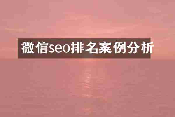 微信seo排名案例分析