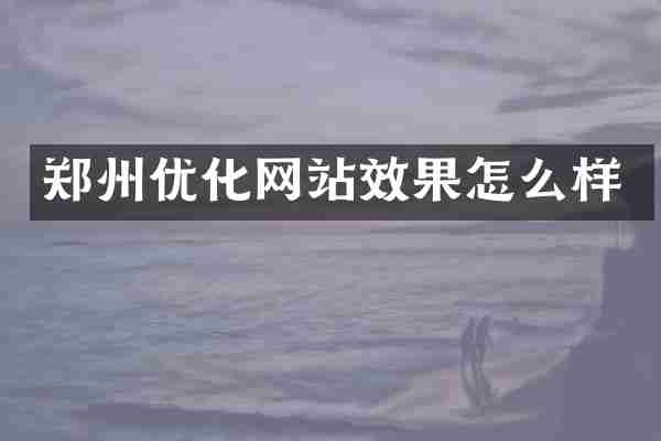 郑州优化网站效果怎么样