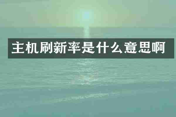 主机刷新率是什么意思啊