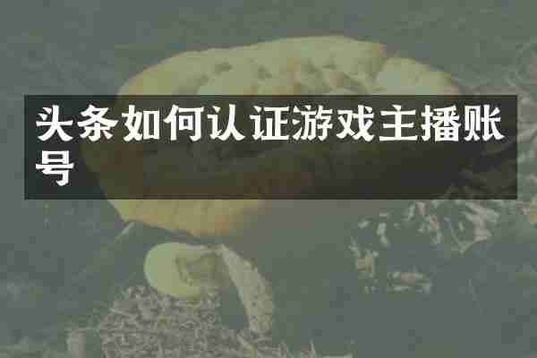 头条如何认证游戏主播账号
