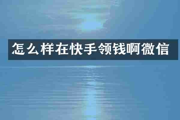 怎么样在快手领钱啊微信