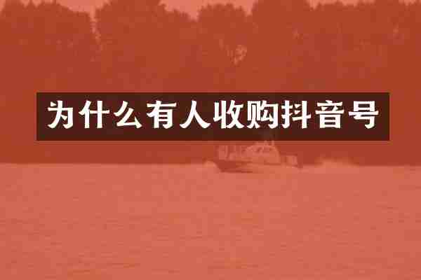 为什么有人收购抖音号