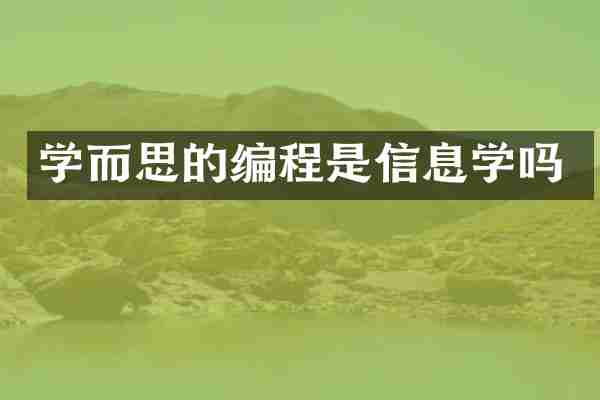 学而思的编程是信息学吗