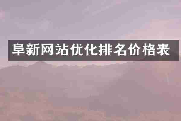 阜新网站优化排名价格表