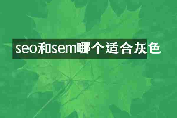 seo和sem哪个适合灰色