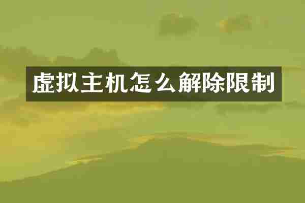 虚拟主机怎么解除限制