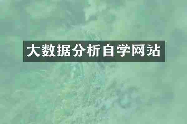 大数据分析自学网站