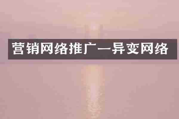 营销网络推广一异变网络