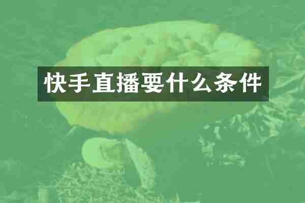 快手直播要什么条件