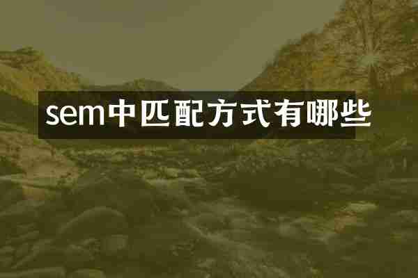 sem中匹配方式有哪些