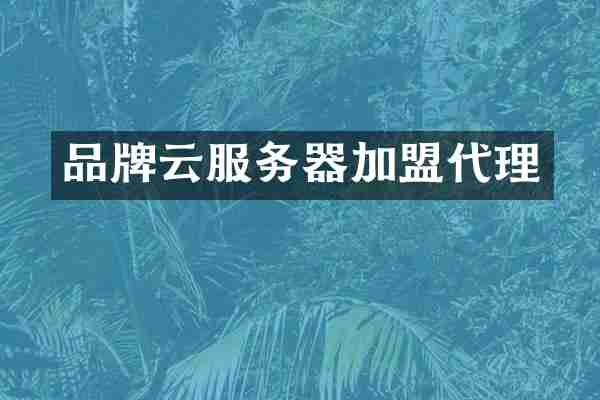 品牌云服务器加盟代理
