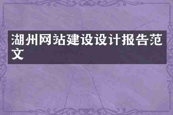 湖州网站建设设计报告范文