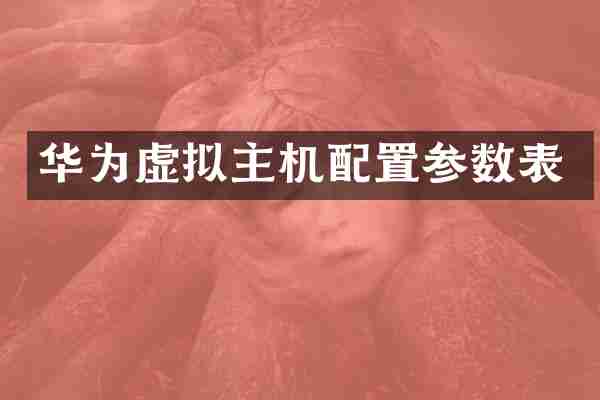 华为虚拟主机配置参数表