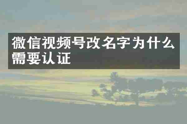 微信视频号改名字为什么需要认证