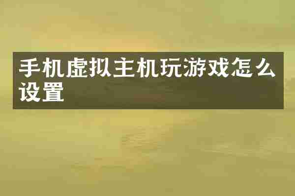 手机虚拟主机玩游戏怎么设置
