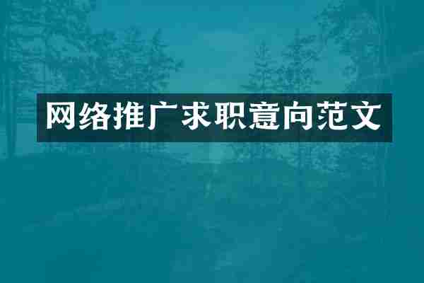 网络推广求职意向范文