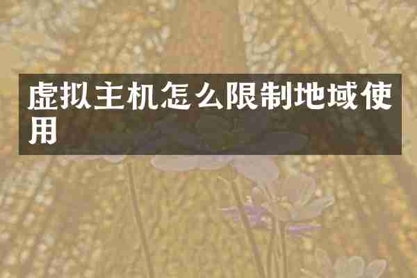 虚拟主机怎么限制地域使用