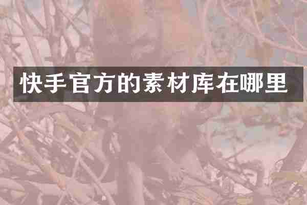 快手官方的素材库在哪里