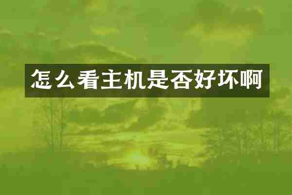 怎么看主机是否好坏啊