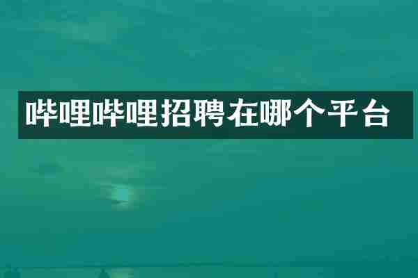 哔哩哔哩招聘在哪个平台